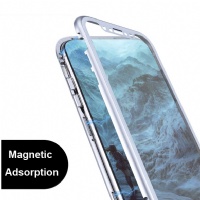 Magnetic Adsorption Case Metal Frame Tempered Glass with Built-in Magnet Cover for iPhone 7/8/7plus/8plusx/xs/xs max, Samsung S10/10plus/10Lite